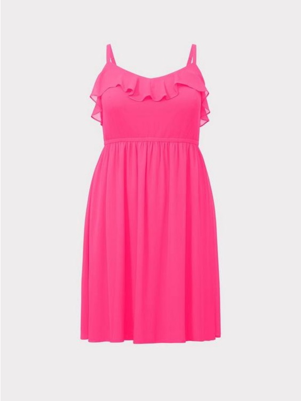 💕 Torrid Knock-Out Pink Chiffon Ruffle Chiffon Dress Size 1X / 14-16